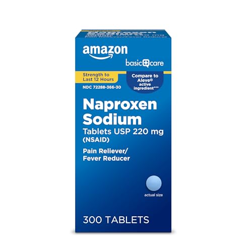 Amazon Basic Care Naproxen Sodium Tablets 220 mg, Pain Reliever/Fever Reducer (NSAID),