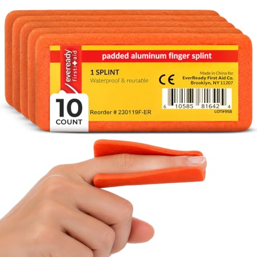 Ever Ready First Aid Padded Aluminum Finger Splints 4" x 2" - 10 Pack