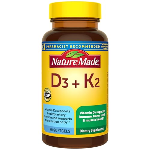 Nature Made Vitamin D3 K2 Supplement, 30 Softgels | Vitamin D 5000