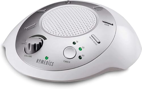Homedics SoundSleep White Noise Sound Machine, Silver | Small Travel Size with