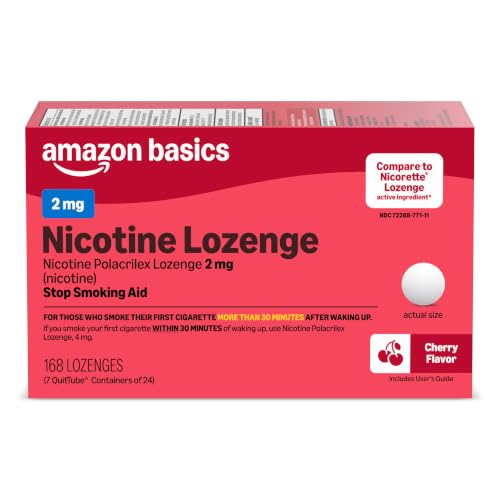 Amazon Basics Nicotine Polacrilex Lozenge 2 mg, Cherry Flavor, Stop Smoking Aid,