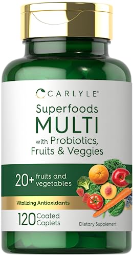 Carlyle Fruits and Veggies Supplement | 120 Coated Caplets | Superfoods Multivitamin
