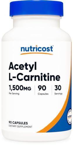 Nutricost Acetyl L-Carnitine (ALCAR) 1,500mg, 90 Capsules for 30 Servings | From 1,875 of Acetyl L-Carnitine HCl Per Serving, Vegan, GMO-Free, Gluten-Free