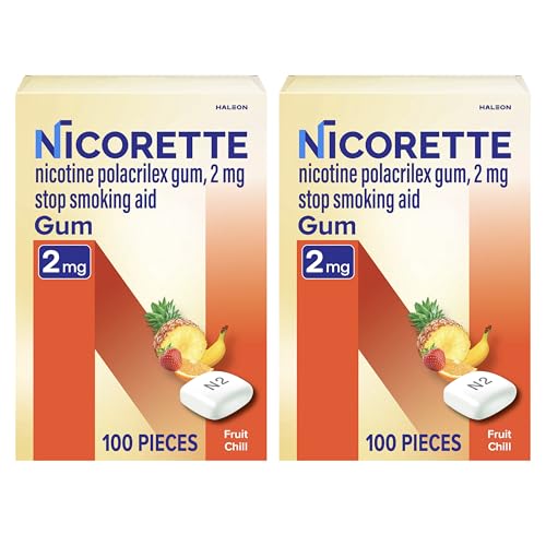Nicorette Nicotine Gum 2mg, Quit Smoking Aid, Fruit Chill Flavor, 200 Count