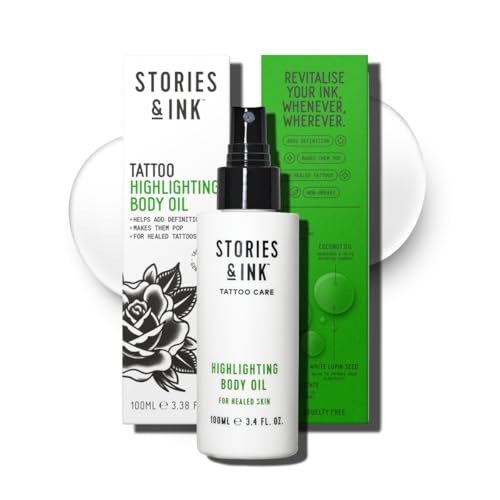 Stories & Ink Tattoo Care Highlighting Body Oil | Instant Glow, 3.4