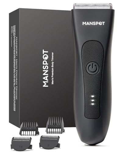 MANSPOT Manscape Groin & Body Hair Trimmer for Men, Electric Pubic Shaver | Replaceable Ceramic Blade, Ball Razors for Men, Manscape Kit with 4 Guards, IPX7 Waterproof, Wet/Dry Use, 90-Minute Shaving