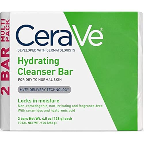 CeraVe Hydrating Cleanser Bar, Soap-Free Face & Body Cleanser, 2-Pack | Soap-Free
