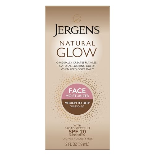 Jergens Natural Glow Self Tanner Face Moisturizer with SPF 20 Facial Sunscreen,