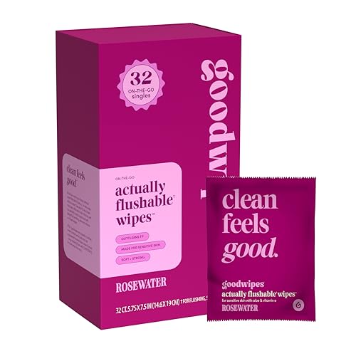 goodwipes Flushable Wipe Singles - Rosewater, 32 Count (1 Pack)