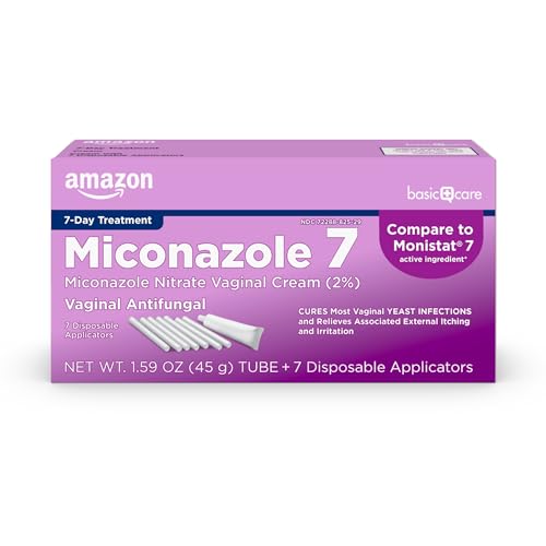Amazon Basic Care Miconazole 7, Miconazole Nitrate Vaginal Antifungal Cream 2 Percent,