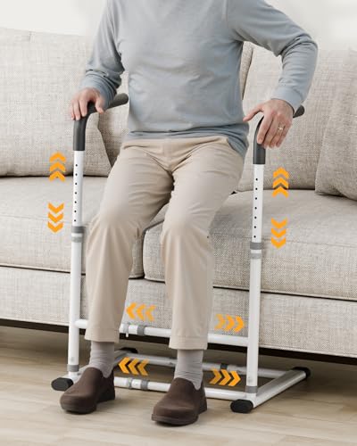 JivaJot Couch Stand Assist for Seniors, Standing Support Handle, White | Adjustable Handle for Pregnancy and Recovery; Fits Sofas with ≥1.4 in Floor Gap, >24 in Leg Gap and Seat Height <22 in