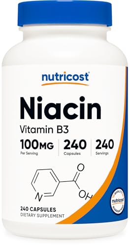 Nutricost Niacin (Vitamin B3) 100mg, 240 Capsules, with Flushing | GMO-Free, Gluten