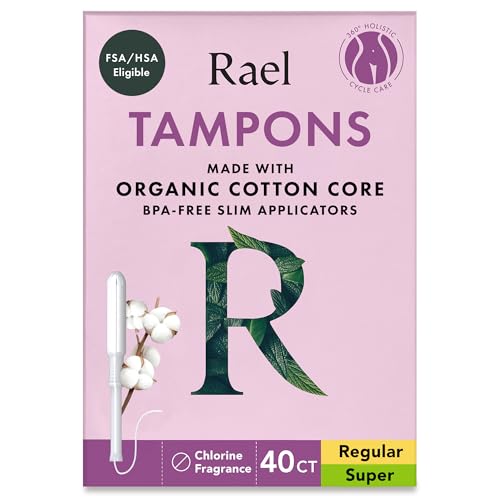 Rael Slim Applicator Tampons with Organic Cotton Core (40 Ct, Bundle) |