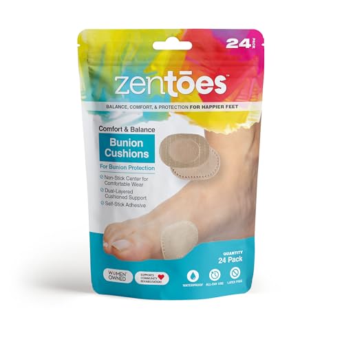 ZenToes Bunion Pads to Wear with Shoes, Waterproof Protectors, 24 Count |