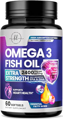 Omega 3 Fish Oil Supplements 2400mg Fish Oil - Triple Strength Omega-3