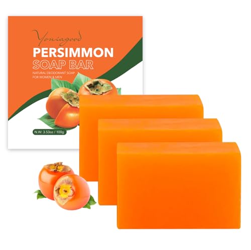 yoniagood 3 PCS Persimmon Soap for Body Odor Control, Old People Smell | Natural Refreshing Body Bar Soap for Skin Care, Organic Deodorant Cleaning Body Face Wash Soap for Women & Men All Skin Types