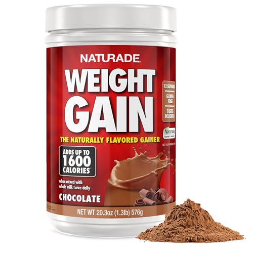Naturade Weight Gain Nutrition Drink Mix for Healthy Weight Support, Balanced Calories with Protein, Vitamins & Minerals, Chocolate - 20.3 oz
