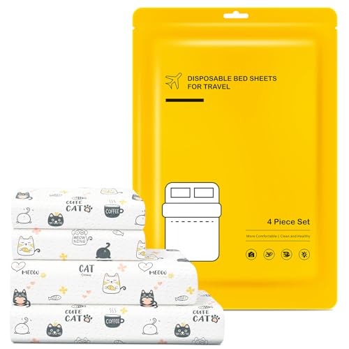 CxLoode 4PCS Disposable Bed Sheets Portable Disposable Bed Sheet for Hotel |