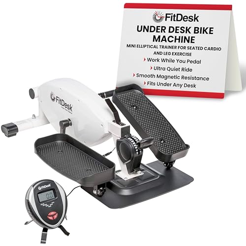 FitDesk Adjustable Under Desk Bike Exerciser, Compact Seated Cardio Trainer