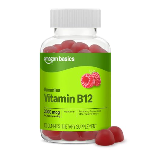 Amazon Basics Vitamin B12 3000 mcg Gummies, Normal Energy Production and Metabolism,