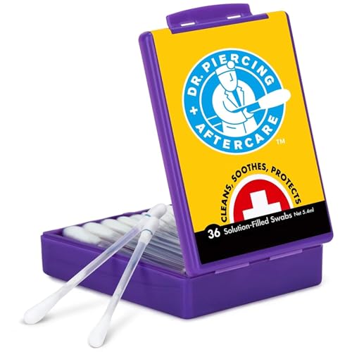 Dr. Piercing Aftercare Swabs – Piercing Bump Saline Solution for Cleansing Earring,