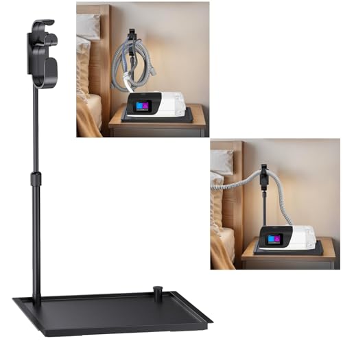 CPAP Protector Mat & CPAP Hose Holder - Bedside Organizer with Retractable CPAP Hook for CPAP Mask & Tubing, Keeps CPAP Supplies Neat and Tidy, Enhances Sleep Quality (Black)