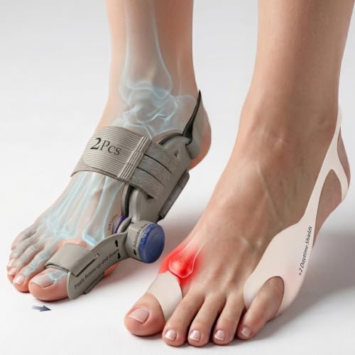 2Pcs Bunion Corrector with Adjustable Knob & 2Pcs Silicone Shoe Inserts for