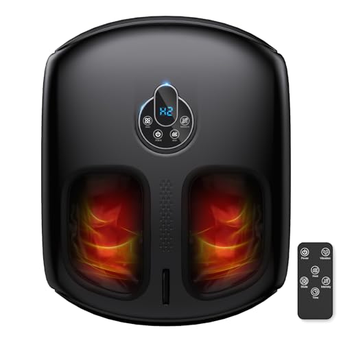 HTM Shiatsu Foot Massager with Heat for Neuropathy & Plantar Fasciitis 2026 | Deep Kneading Rolling Air Compression Vibration, Remote Control, Fits Up to Men's Size 12