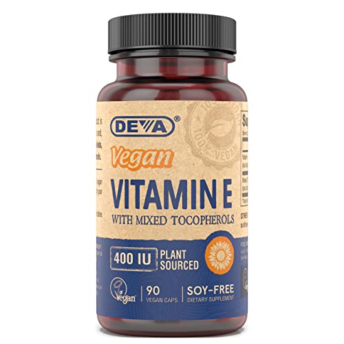 DEVA Vegan Vitamins Natural Vitamin E 400IU with Mixed Tocopherols, Supports Immune
