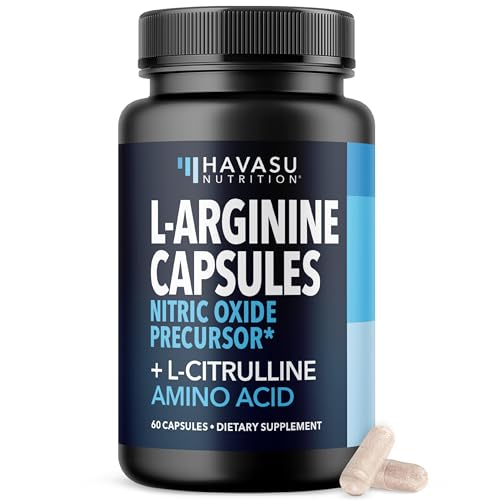 L-Arginine and L-Citrulline for Men, Nitric Oxide Support, 30 Servings | L Arginine 1000mg Capsules with L Citrulline and Tart Cherry, Performance Supplement for Men's Health, Vegan, 60 Count