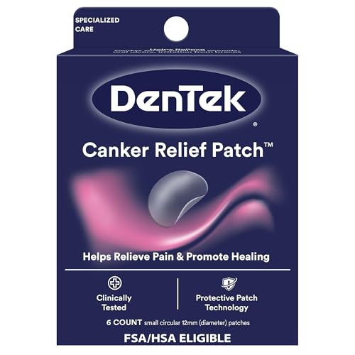 Dentek Canker Sore Relief Patches for Canker Sore Pain Relief, 6 Count | Canker Sore Pain Relief, Helps Relieve Soreness from Braces & Oral Wounds, Mouth Sores Treatment