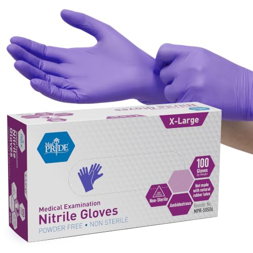 MedPride Powder-Free Nitrile Exam Gloves, X-Large (Pack of 100)