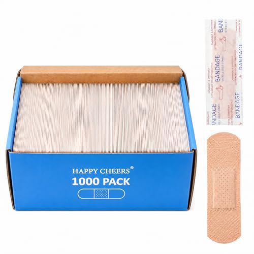 Adhesive Bandages 3/4" x 3" inch,1000 Count Bulk Plastic PE Strip Bandage