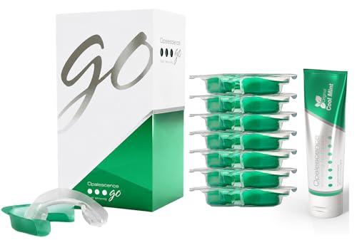 Opalescence GO 15 Mint Whitening Bundle (7 Treatments) & Toothpaste 6238 | Hydrogen Peroxide Gel Prefilled Teeth Whitening Trays & Travel Whitening Original Toothpaste 1 Oz. By Ultradent