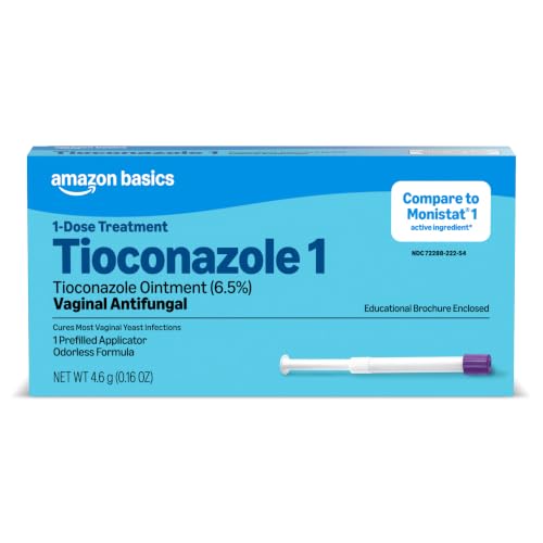 Amazon Basics Tioconazole Ointment 6.5 Percent, 1-Dose Treatment, Vaginal Yeast Infection Treatment