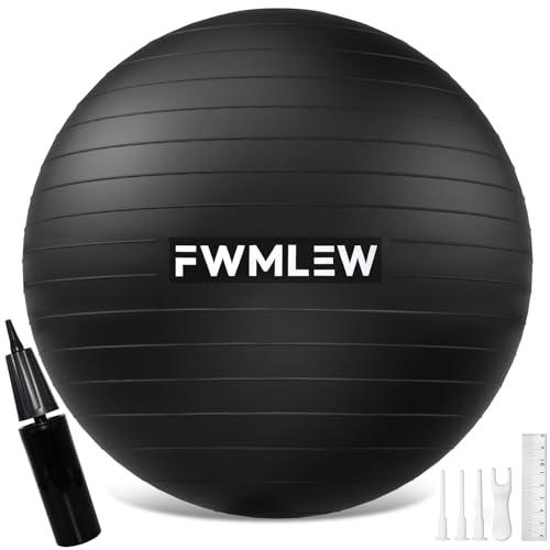 FWMLEW Extra Thick Exercise Yoga Ball, 5-Size Anti-Burst Heavy Duty Stability Gym