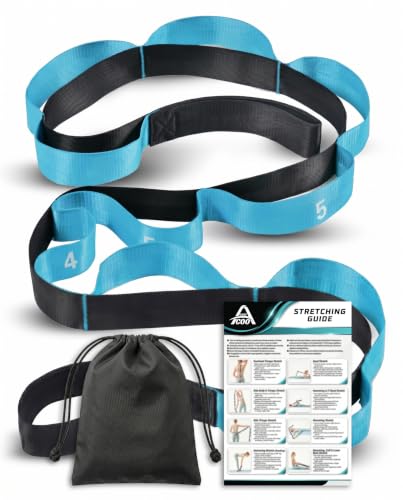 Acozycoo Stretching Strap with Loops for Physical Therapy,Knee,Leg Lifter | Yoga Strap for Stretching,Non-Elastic Stretch Band,Rehab,Pilates,Flexibility Training,Hamstring,Leg Lifter,Fascia,Hip