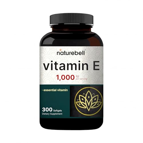 NatureBell Vitamin E 1,000 IU, 300 Softgels | 3rd Party Tested Antioxidant