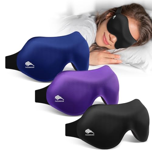 3 Pack Sleep Masks for Side Sleepers, True Blackout 3D Eye Mask