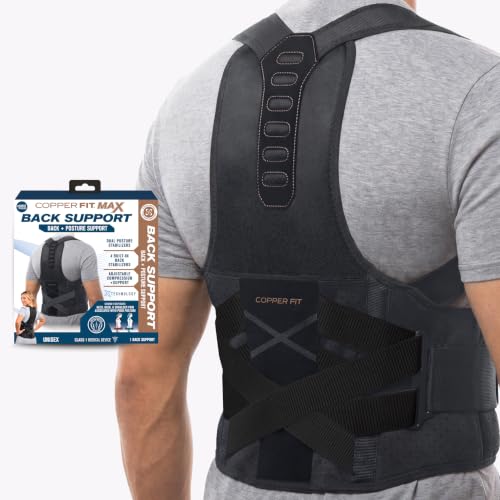 Copper Fit Max Posture and Back Support (L/XL) | Full Back Support & Stability – Improves Posture & Alignment – Adjustable Compression – Helps Relieve Back Strain & Fatigue