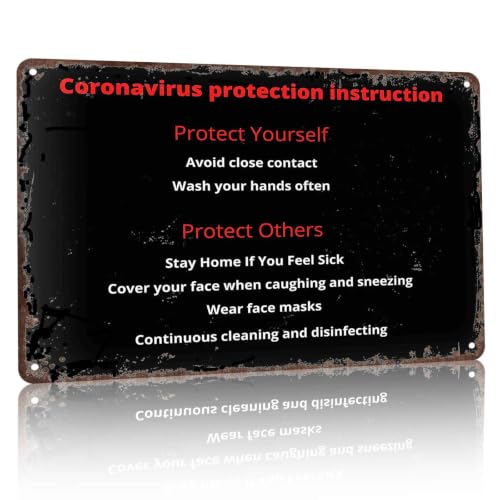 Coronavirus Protection Instruction Ative Metal Sign 8 x 12 Inch