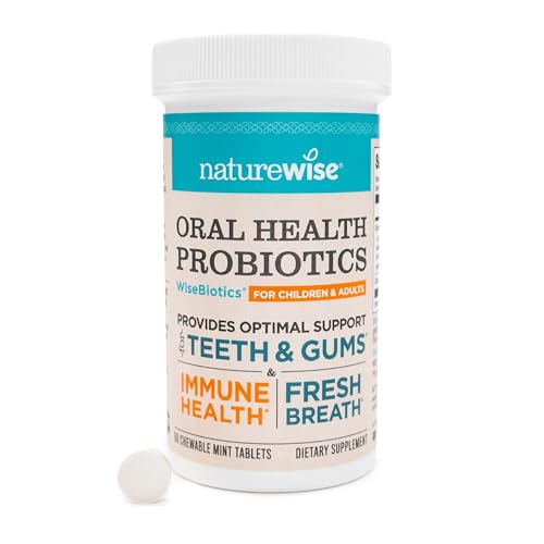 NatureWise Oral Probiotics for Mouth Bad Breath - Chewable Sugar-Free Mint -