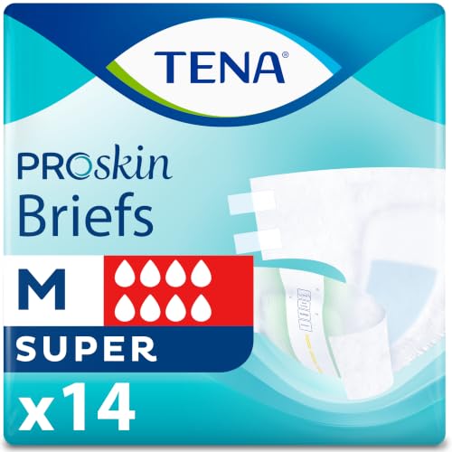 TENA Proskin Super Absorbency Incontinence Adult Diapers, Unisex, M, 14ct | Easy
