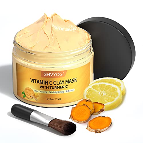 SHVYOG Turmeric Vitamin C Clay Mask with Kaolin Clay for Dull &