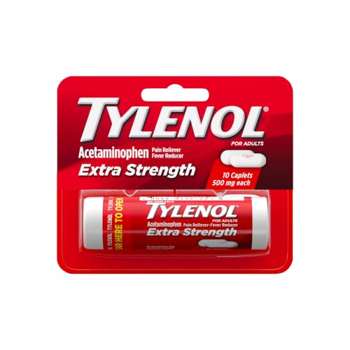 Tylenol Extra Strength Caplets, 500 mg Acetaminophen, Travel Size, 10 ct |
