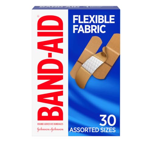 BAND-AID Brand Flexible Fabric Adhesive Bandages, Assorted Sizes, 30 Count | Comfortable Protection, Sterile Wound Care for Minor Cuts, Scrapes & Burns, First Aid Kit Essential, Non-Stick Hurt-Free Pad