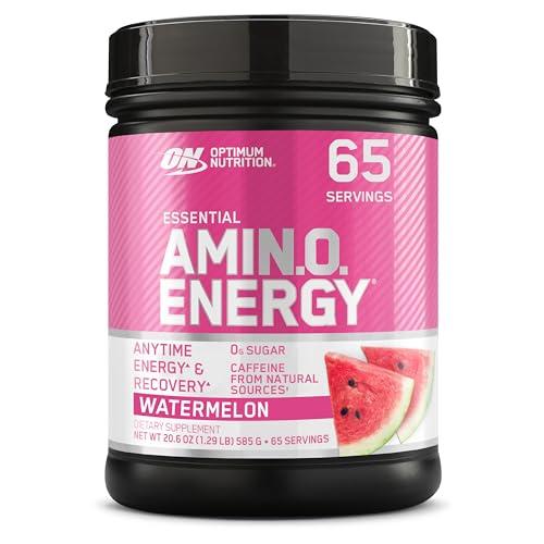 Optimum Nutrition Amino Energy Powder, Watermelon, 1 LB | Anytime Energy Powder with BCAAs, Amino Acids, Caffeine from Green Tea & Coffee Beans, Keto Friendly, Muscle Recovery Support