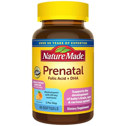 Nature Made Prenatal Vitamins for Women with Folic Acid + DHA, 60