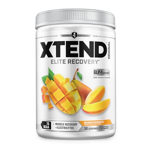 Xtend Original BCAA Powder with Zero Sugar, Mango Madness, 30 Servings | Supports muscle repair, hydration and endurance with L-glutamine and essential electrolytes.