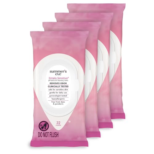 Summer's Eve Gentle Feminine Wipes, Simply Sensitive, 32 Count, 4 Pk |